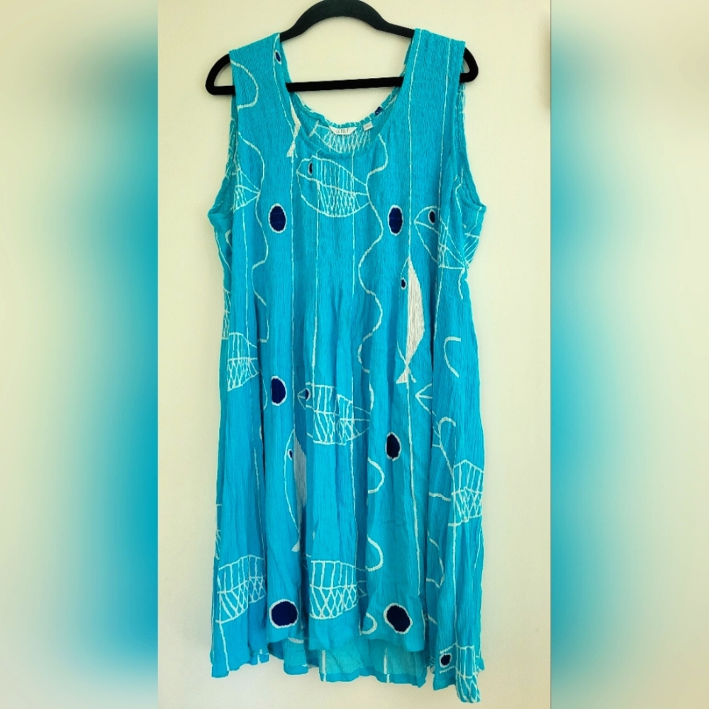 Kaktus Abstract Artsy Colorful Fish Beach Cover Dress M
